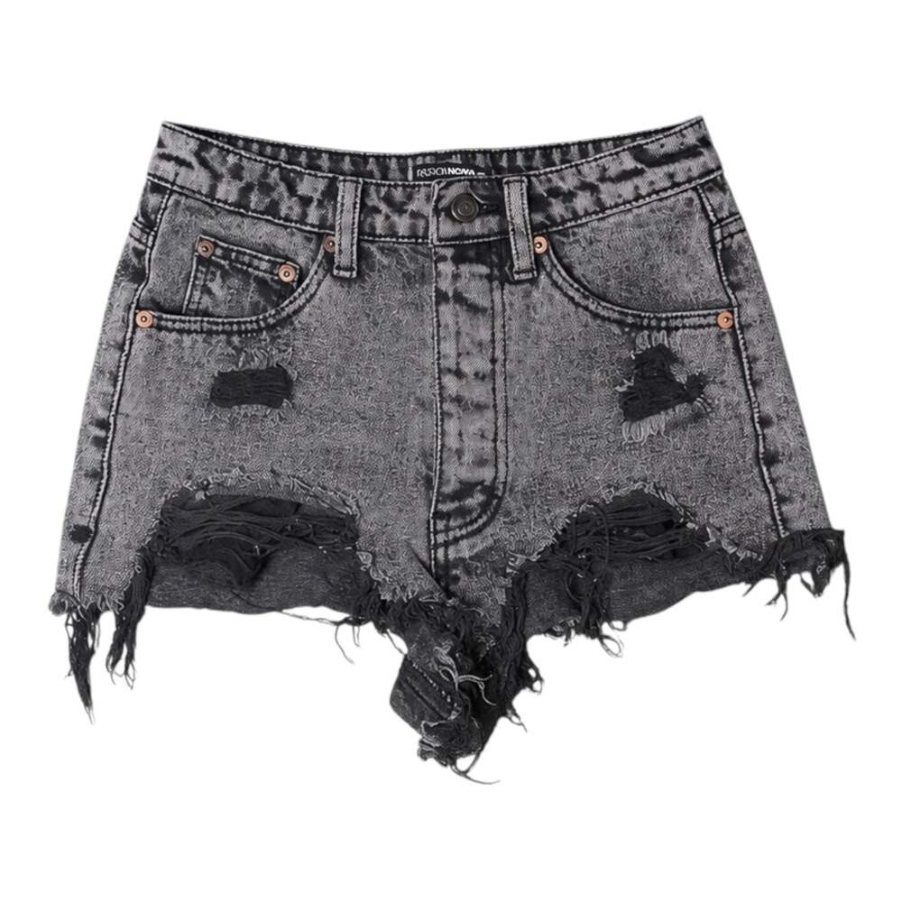 Fashion Nova Distressed Acid Wash Denim Shorts